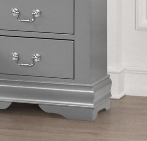 English Elm 1pc Chest Transitional Weathered Finish 5-Drawer Tall Dresser with Dentil Molding and Metal Knobs Gray 19 L x 34 W x 52 H B2741P378512