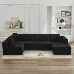 English Elm 106" Plush Corduroy Cloud Sectional Sofa with Right Chaise — Deep Seat, No Assembly, Modern Comfort W1143S00028 W1143S00028