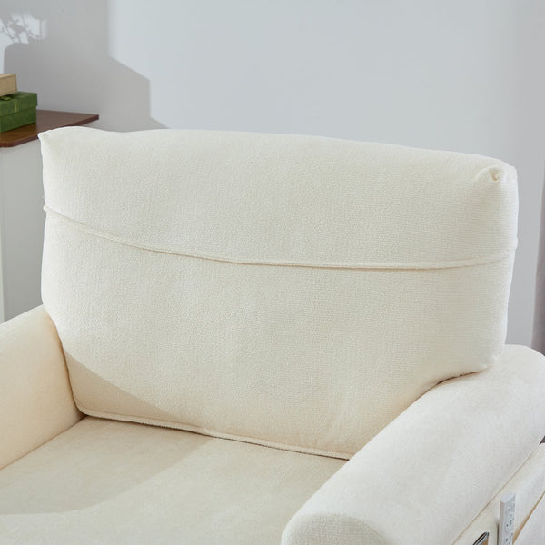 English Elm Modern Chenille Fabric Recliner Chaise Lounge Sofa with High-Resilience Foam, 550LB Capacity, Cozy Plush Backrest and Armrests for Living Room Relaxation Beige W395P371331