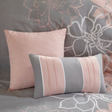 Madison Park Lola Transitional 6 Piece Printed Duvet Cover Set MP12-5673 Grey/Peach