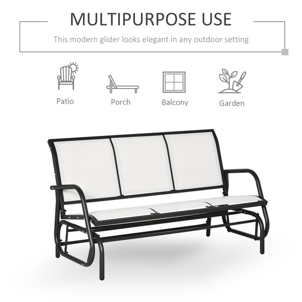 English Elm Outsunny 3 Seat Outdoor Glider Bench Powder Coated Metal Frame Mesh Porch Swing W2225P174334