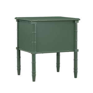 English Elm Emmett carved bamboo nightstand with 2 full‑extension drawers, brass knobs and floor‑protecting glides Antique Green B050P376942