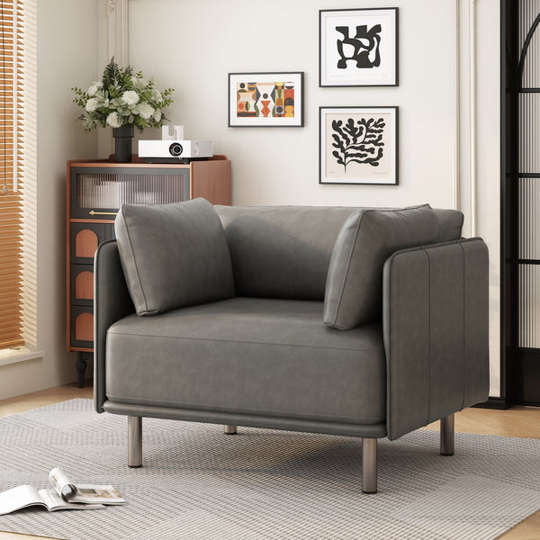 English Elm Christopher Knight Home® - 39" Vintage Grey Faux Leather Lounge Chair - Stylish Comfort For Living Room, Bedroom & Office Spaces N767P208310D