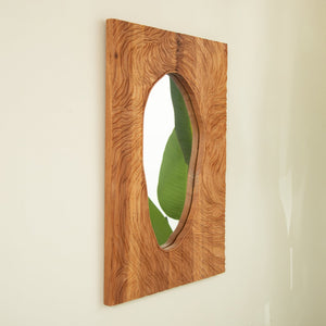 English Elm 20'' Timeline Mirror Rustic Rosewood Wall Mirror with Irregular Edge, Antique Grain, D-Ring Mounting, Versatile Decor W2615P346482