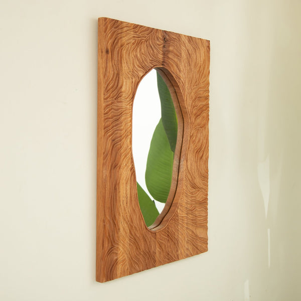 English Elm 20'' Timeline Mirror Rustic Rosewood Wall Mirror with Irregular Edge, Antique Grain, D-Ring Mounting, Versatile Decor W2615P346482