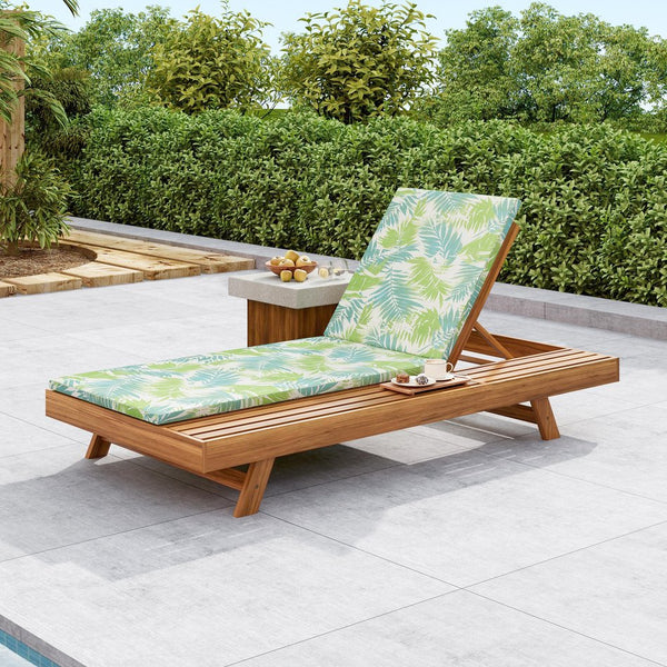 English Elm Christopher Knight Home® - Lounge Chaise Set - Acacia Wood With Water-Resistant Cushions, 4-Position Recline & Stylish Design N770P253442T_N770P253018L