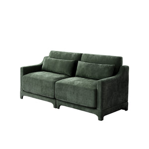English Elm Two chenille two-seater sofa with ergonomic lumbar support, tufted elegant design, sturdy wood frame, plush sponge cushions, versatile for living rooms and reading nooks Green W714S01213