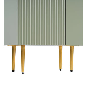 English Elm 21.6" Green Bathroom Vanity with Ceramic Sink, Right Side Storage, Gold Legs, Soft-Close Hinges, Modern Design SV000006AAF