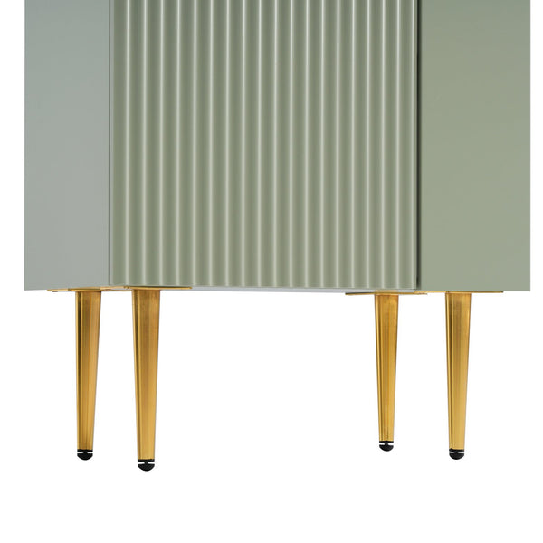 English Elm 21.6" Green Bathroom Vanity with Ceramic Sink, Right Side Storage, Gold Legs, Soft-Close Hinges, Modern Design SV000006AAF