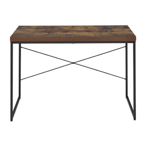 English Elm Weathered Oak Writing Desk With Sleek Black Metal Base - Modern Industrial Home Office Furniture B062P184521-GIGA