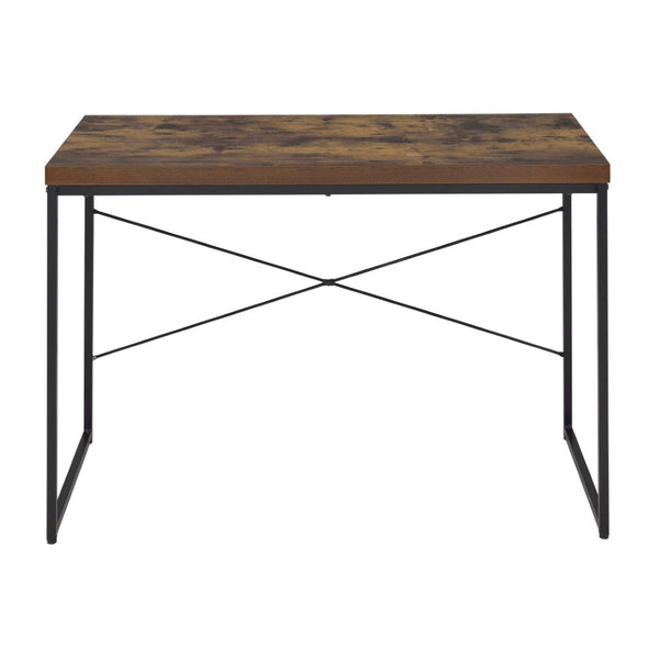 English Elm Weathered Oak Writing Desk With Sleek Black Metal Base - Modern Industrial Home Office Furniture B062P184521-GIGA