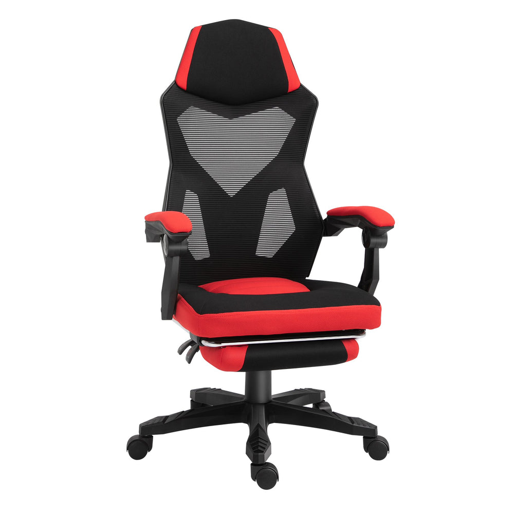 English Elm Vinsetto Ergonomic Home Office Chair with Mesh Back, Lumbar Support, Recline to 135° & Wheels Red W2225P250022