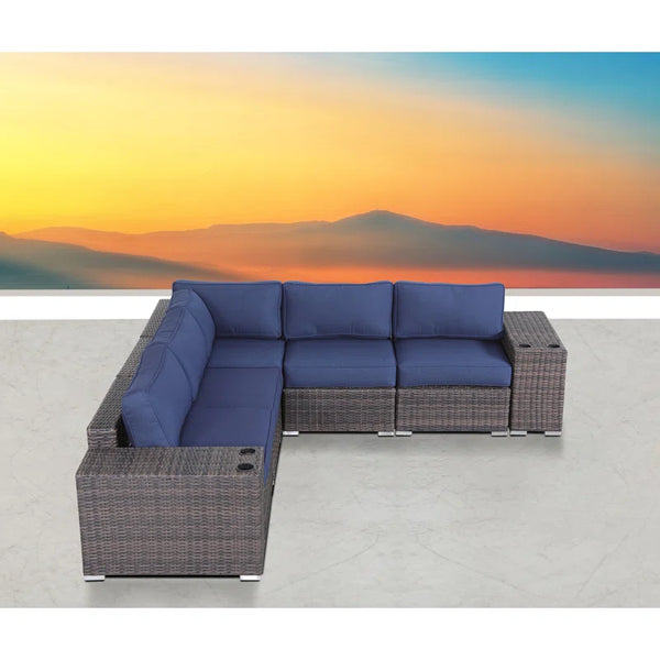 English Elm Fully Assembled Rattan Wicker Lounge Set For 4 – Stylish, Durable & Weather-Resistant Outdoor Comfort B120S00006