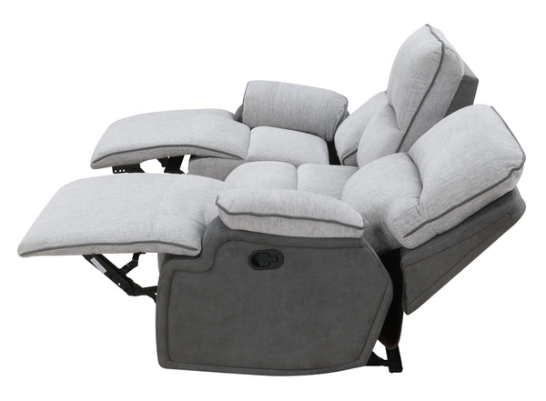 English Elm Steve Silver - Cyprus Plush Recliner Sofa Gray Two-Tone Cloud & Shadow Grey Fabric Pocketed Coil Memory Foam Comfort 85.5"L x 33.8"W x 29.5"H B081P157597