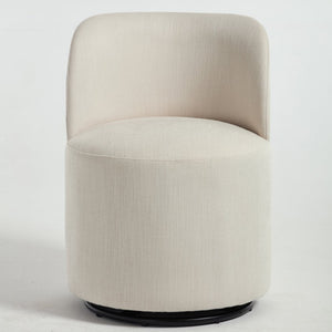 English Elm Set Swivel Barrel Accent Chair Armless Linen Upholstered Compact Seat for Dining Vanity Bedroom Beige W3244P454053
