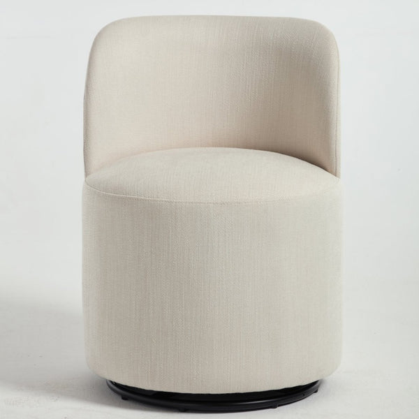 English Elm Set Swivel Barrel Accent Chair Armless Linen Upholstered Compact Seat for Dining Vanity Bedroom Beige W3244P454053