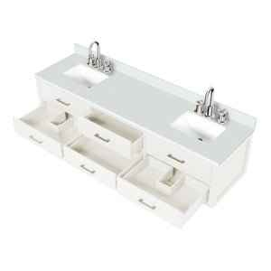 English Elm White Double Bath Vanity 80” W X 22” D With Elegant Quartz Top, Soft-Close Drawers & Faucet Set B2731P258131-GIGA
