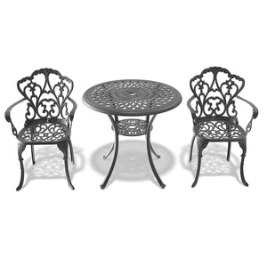 English Elm 3-Piece Cast Aluminum Patio Furniture Set With Beige Cushions – Elegant Outdoor Dining Solution W1710S00047