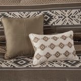 Madison Park Mariposa Southwest 5 Piece Stripe Herringbone Comforter Set with Throw Pillows MP10-8464 Brown