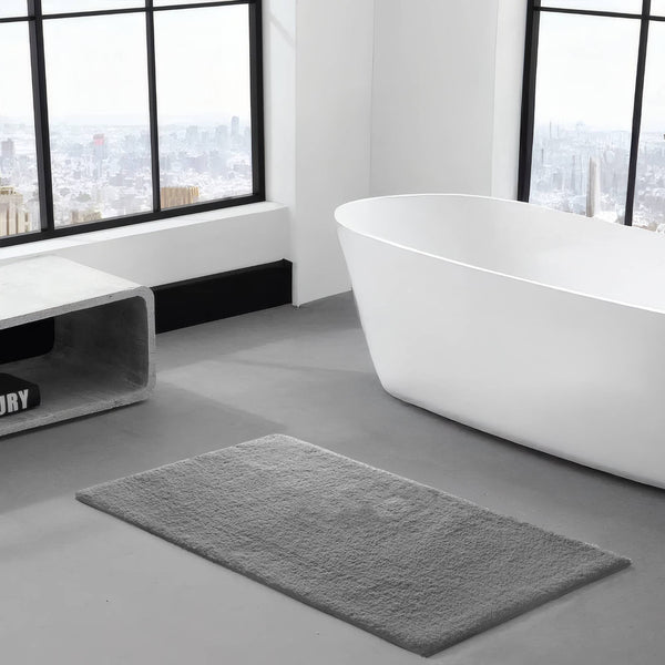 English Elm 1PC Plush 24x72 Bath Rug for Tub & Bathroom Floor - Ultra-Absorbent Polyester, Non-Slip Backing Grey 6.2 L x 24.8 W x 10.63 H B035P341132
