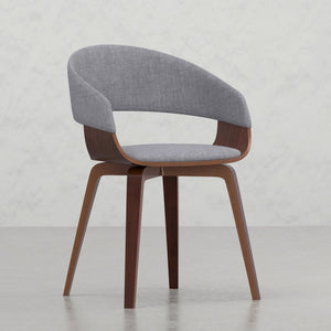 English Elm Ridley Bentwood Dining Chair Light Grey Linen-Look Upholstered Mid-Century Modern Curved Comfort B2732P253620