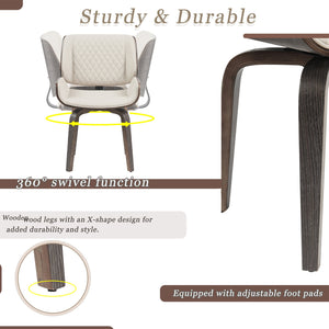 English Elm Mid-Century Modern Dining Chair Set Of 2 - Ergonomic 360° Swivel, Plush Pu Leather For Ultimate Comfort N842P290057A