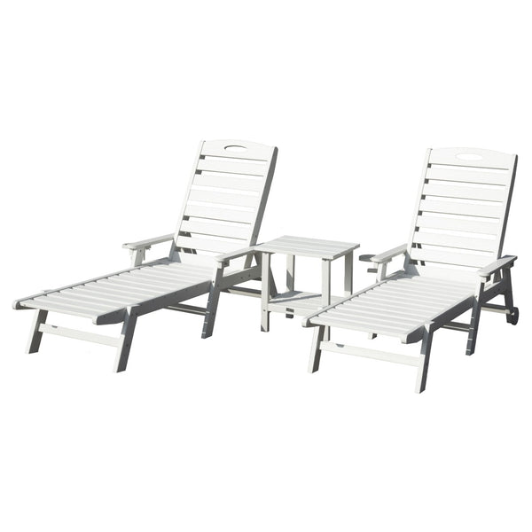 English Elm Pool Chaise Lounge Set Two Chairs Hdpe Outdoor Reclining Patio Sunbathing Furniture White W1859S00213