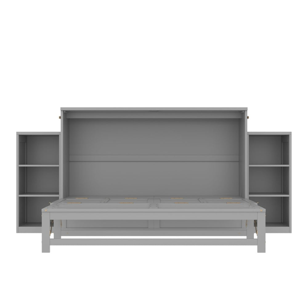 English Elm Queen Murphy Bed With Stylish Storage Drawers & Shelves - Perfect For Compact Spaces & Guest Rooms! W1580S00256-GIGA