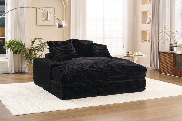 English Elm 028dr-oversized Corduroy Chaise Lounge Sleeper Chair Xxl Seat for Studio Living Black W527S00007