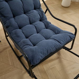 English Elm Outdoor Steel Frame Rocking Chair with Corduroy Cushion for Patio or Reading Nook W640P443544
