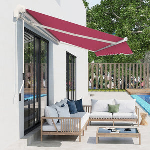 English Elm Outsunny 13' X 8' Retractable Awning - Stylish Uv-Resistant Sunshade For Decks & Patios, Wine Red W2225P174260-GIGA