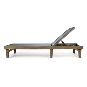 English Elm Summerland Acacia Wood Outdoor Chaise Lounge with Breathable Mesh Seat for Patio 60018.00DGY