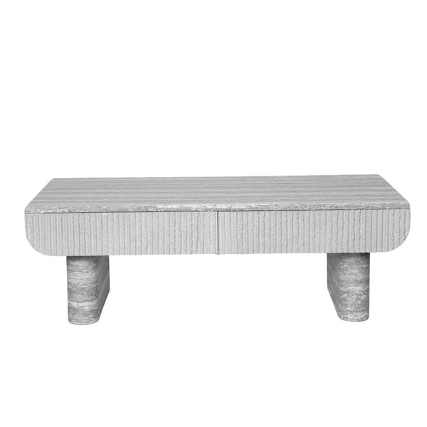 English Elm Coffee Table Oval Silhouette Fluted Drawer Mdf Mid Century Modern Living Room W3040P428630