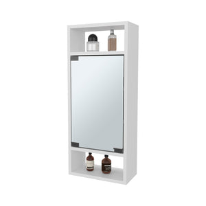 English Elm White Medicine Cabinet With Mirrored Door & Open Shelves - Stylish Storage For Small Spaces B062P323180-GIGA