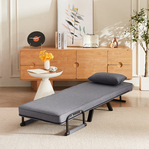 English Elm Folding Comfy Convertible Sleeper Sofa Bed — 5-in-1 Adjustable Futon Chair, Linen, Space-Saving Gray W1359P211938