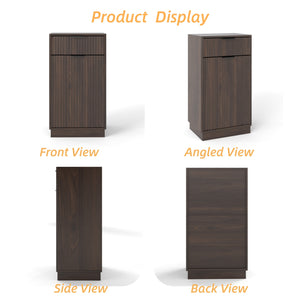 English Elm 10-Gallon Woodgrain Tilt-Out Trash Cabinet with Wave-Texture Drawer, Industrial Metal Accents, Space-Saving Organizer for Kitchen Bath Living Room Walnut W2557P319051
