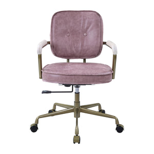 English Elm Siecross Ergonomic Pink Top-Grain Leather Office Chair with 3" Cushion, 360° Swivel & Adjustable Height B2726P265728