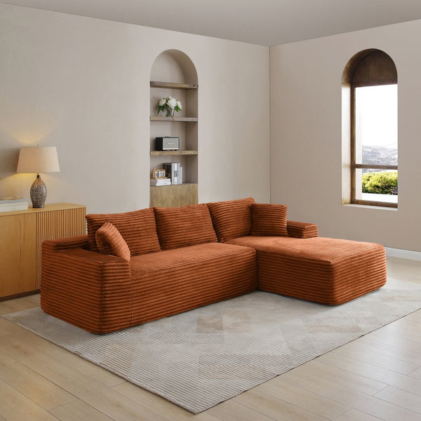English Elm 105'' Modular L-shape Sectional Corduroy Couch Deep Seat Chaise Living Room Lounge W1117P387987