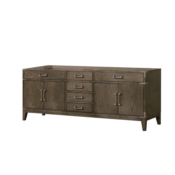 English Elm Grey Oak Double Bath Vanity - Spacious 84" W Stylish Storage With Soft-Close Drawers & Easy Install B2731P259969