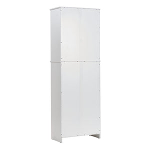 English Elm 67" Tall Pantry Cabinet with Glass Doors & Drawer, 67" White MDF Tall Kitchen Storage Cupboard W3417P321849