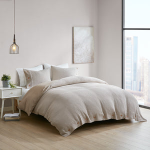 Clean Spaces Mara Casual 3 Piece Cotton and Rayon from Bamboo Blend Waffle Weave Duvet Cover Set CSP12-1478 Taupe