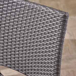 English Elm Christopher Knight Home® - 29" Outdoor PE Rattan Armless Barstools Set of 2 – Durable Woven Patio Seating with Curved Comfort Footrest Grey 59265.00GRY