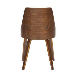 English Elm Anabelle Mid-Century Modern Dining Chair Set of 2 — Walnut Bent Wood Frame with Faux Leather Upholstery, Padded Comfort Brown B202S01164