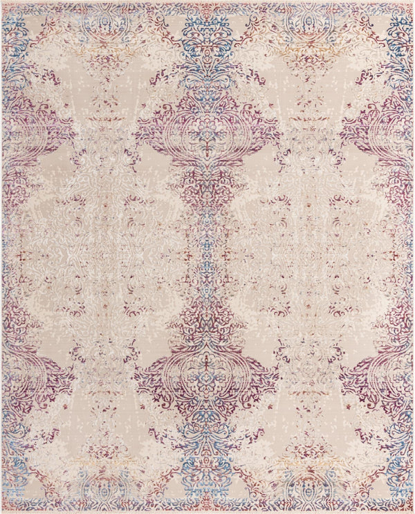 Unique Loom Deepa Babble Machine Made Abstract Rug Ivory, Blue/Ivory/Gold/Light Blue/Purple 7' 10" x 9' 8"