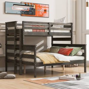 English Elm Wood Twin Xl Over Queen Bunk Bed In Gray - Stylish Space-Saving Solution For Kids & Guests! GX000446AAE-1-GIGA
