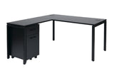 OSP Home Furnishings Prado L Workstation in Black Black