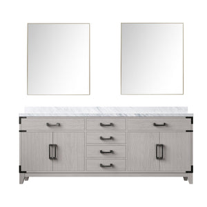 English Elm White Oak Double Bath Vanity With Carrara Marble Top & Mirrors - Stylish Storage For Modern Bathrooms B2731S01616-GIGA