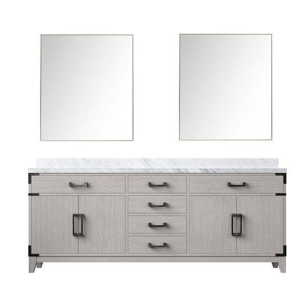 English Elm White Oak Double Bath Vanity With Carrara Marble Top & Mirrors - Stylish Storage For Modern Bathrooms B2731S01616-GIGA
