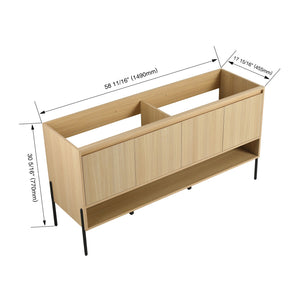 English Elm 60" Freestanding Bathroom Vanity Cabinet Only, 4 Soft-Close Doors, KD Packing, Durable 67.7x23x7.9 W1972P199464