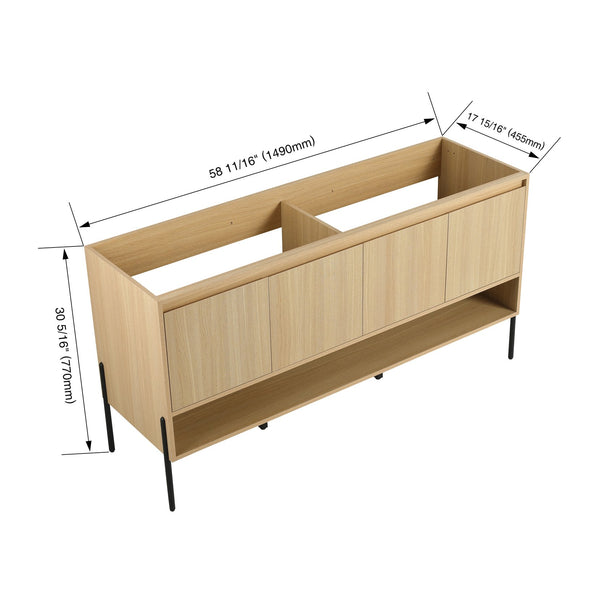 English Elm 60" Freestanding Bathroom Vanity Cabinet Only, 4 Soft-Close Doors, KD Packing, Durable 67.7x23x7.9 W1972P199464